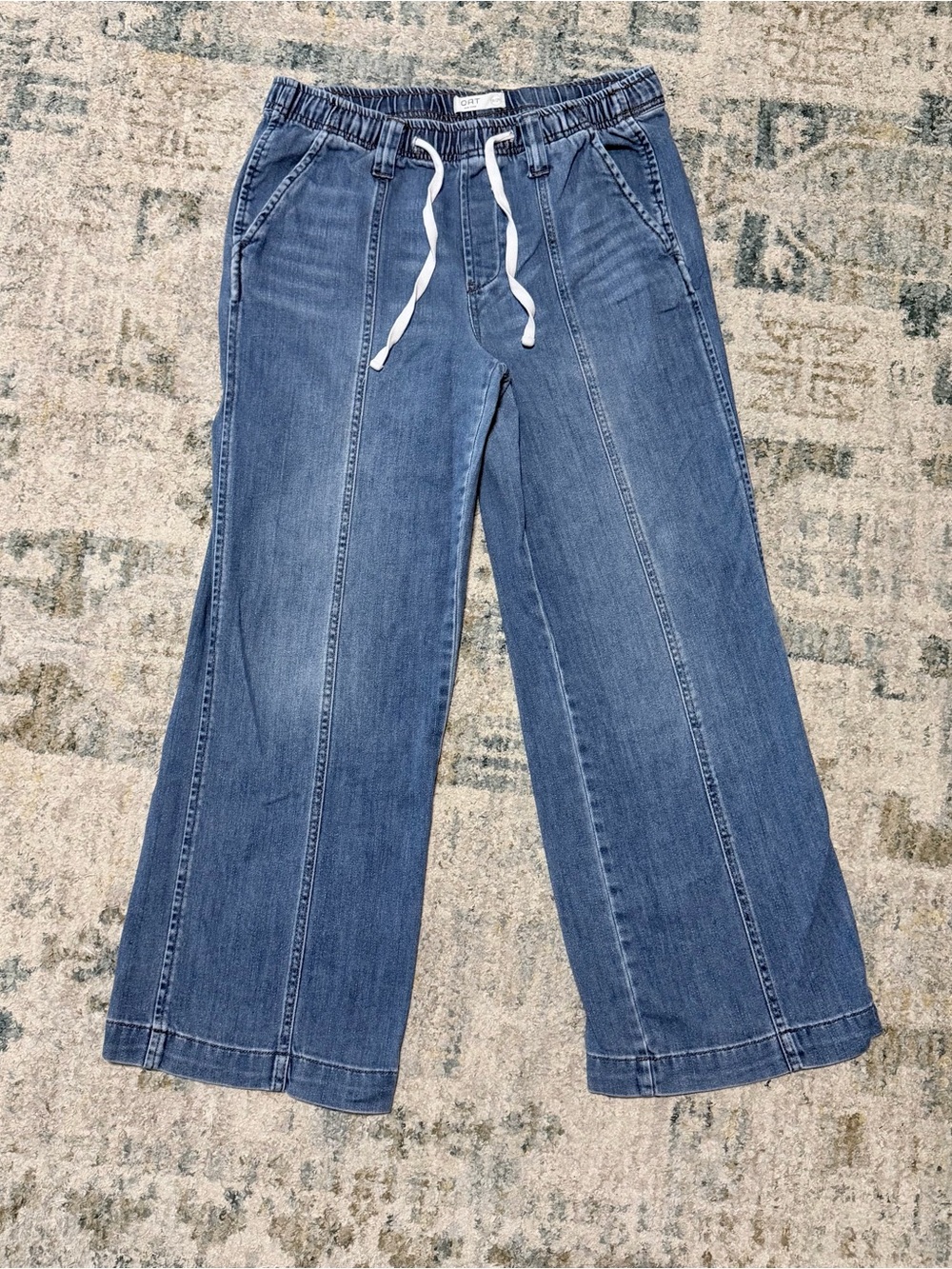 OAT New York Lightweight Wide Leg Drawstring Jeans